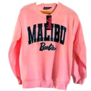 Barbie "Malibu Barbie" Applique Pink Sweatshirt Fleece Activewear Comfy Soft